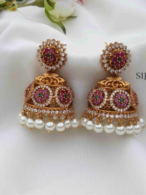 Wonderful AD Stone Jhumka - Multi