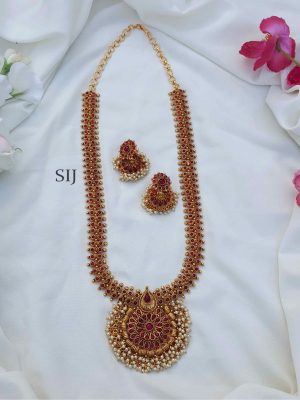 Wonderful Kemp Ruby Stone Haram with Pearls