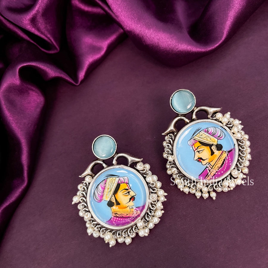 Wonderful Meenakari Kind Handmade Blue Oxidised Earrings