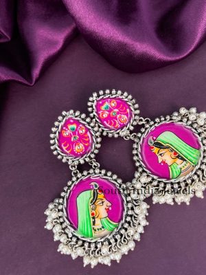 Wonderful Meenakari RAdha Pink Handmade Oxidised Earrings