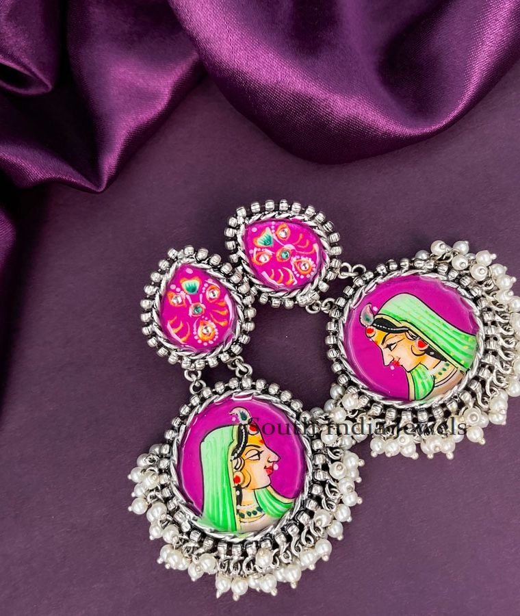 Wonderful Meenakari RAdha Pink Handmade Oxidised Earrings