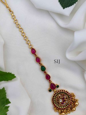 Wonderful Peacock Motifs Tikka with Gold Beads