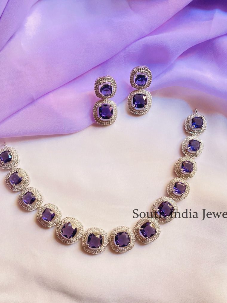 Wonderful Purple Silver Plated Choker