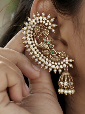 One Gram Gold Mayuri Ear Cuff Earrings