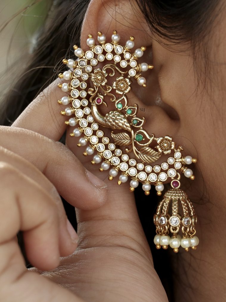 One Gram Gold Mayuri Ear Cuff Earrings