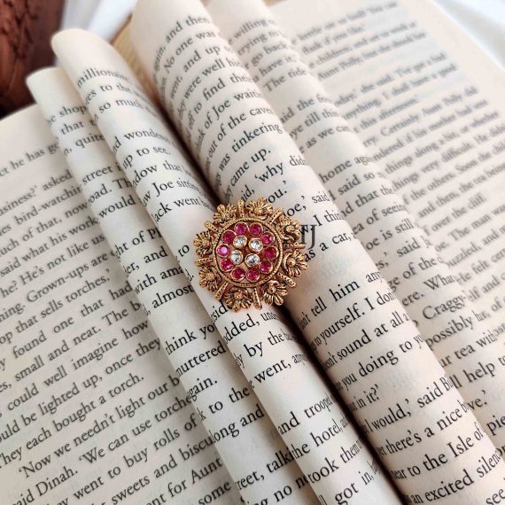AD Stone Floral Finger Ring