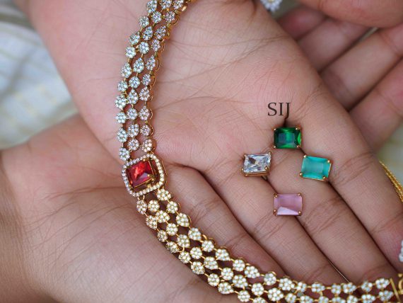 Alluring Color Changeable Stone Necklace Set