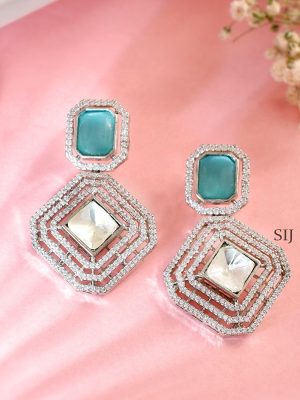 Alluring Sea Blue And White Tear Drop Earrings