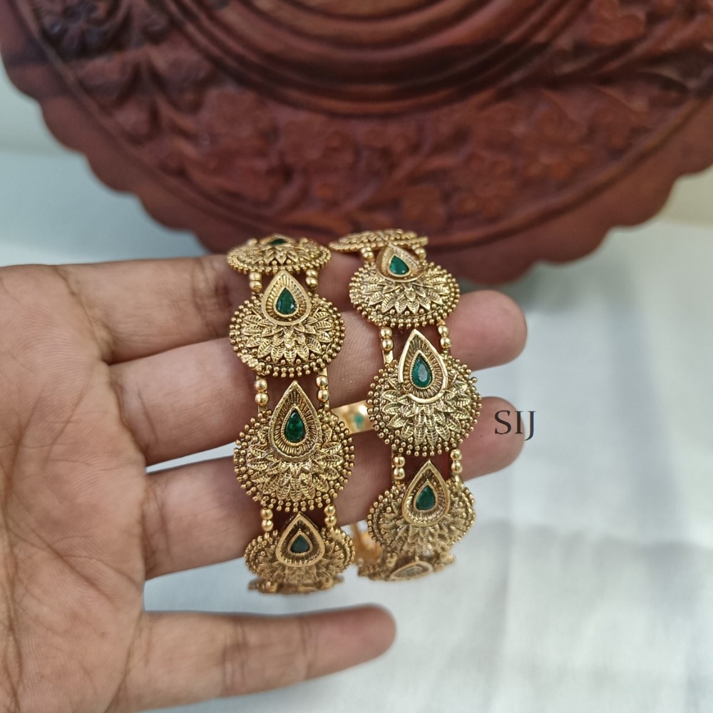 Amazing Green Stone Gold Plated Bangles