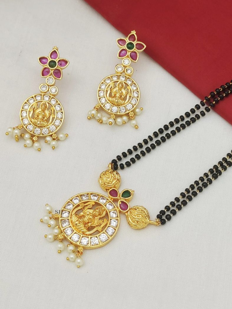 Beautiful Matte Finish Cz Kemp Lakshmi Mangalsutra