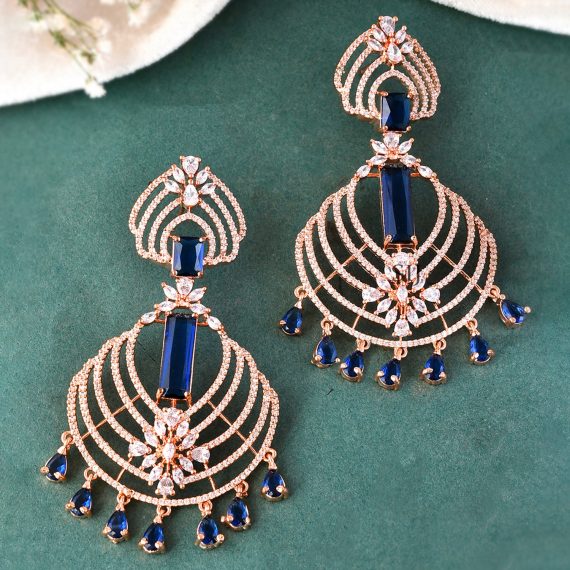Blue And White AD Stones Earring