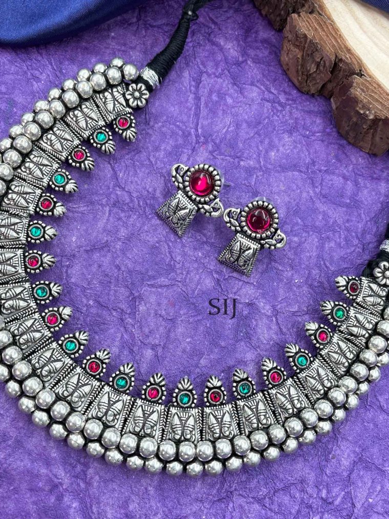 Butterfly Design Oxidised German Silver Necklace Set