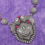 Classic Lakshmi Oxidised German Silver Haram Set