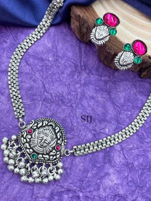 Durga Ghungroo German Silver Necklace Set