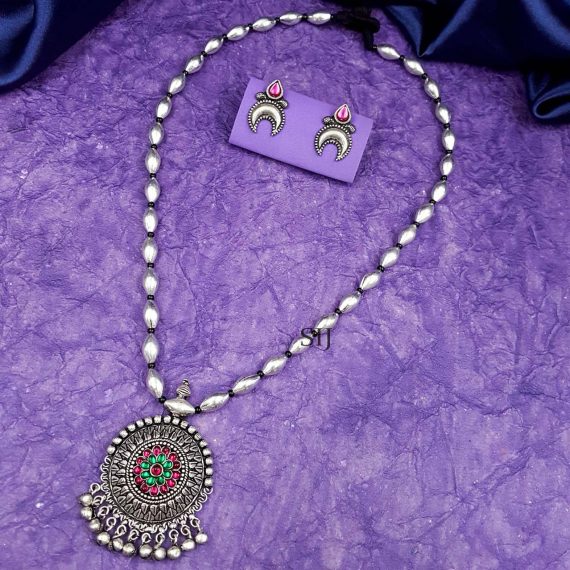 Elegant Beads Round German Silver Haram Set