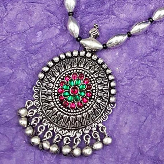 Elegant Beads Round German Silver Haram Set