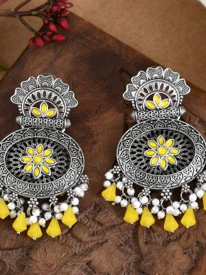 Floral Design Oxidised Earrings