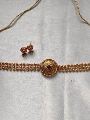 Gold Beaded Choker Set