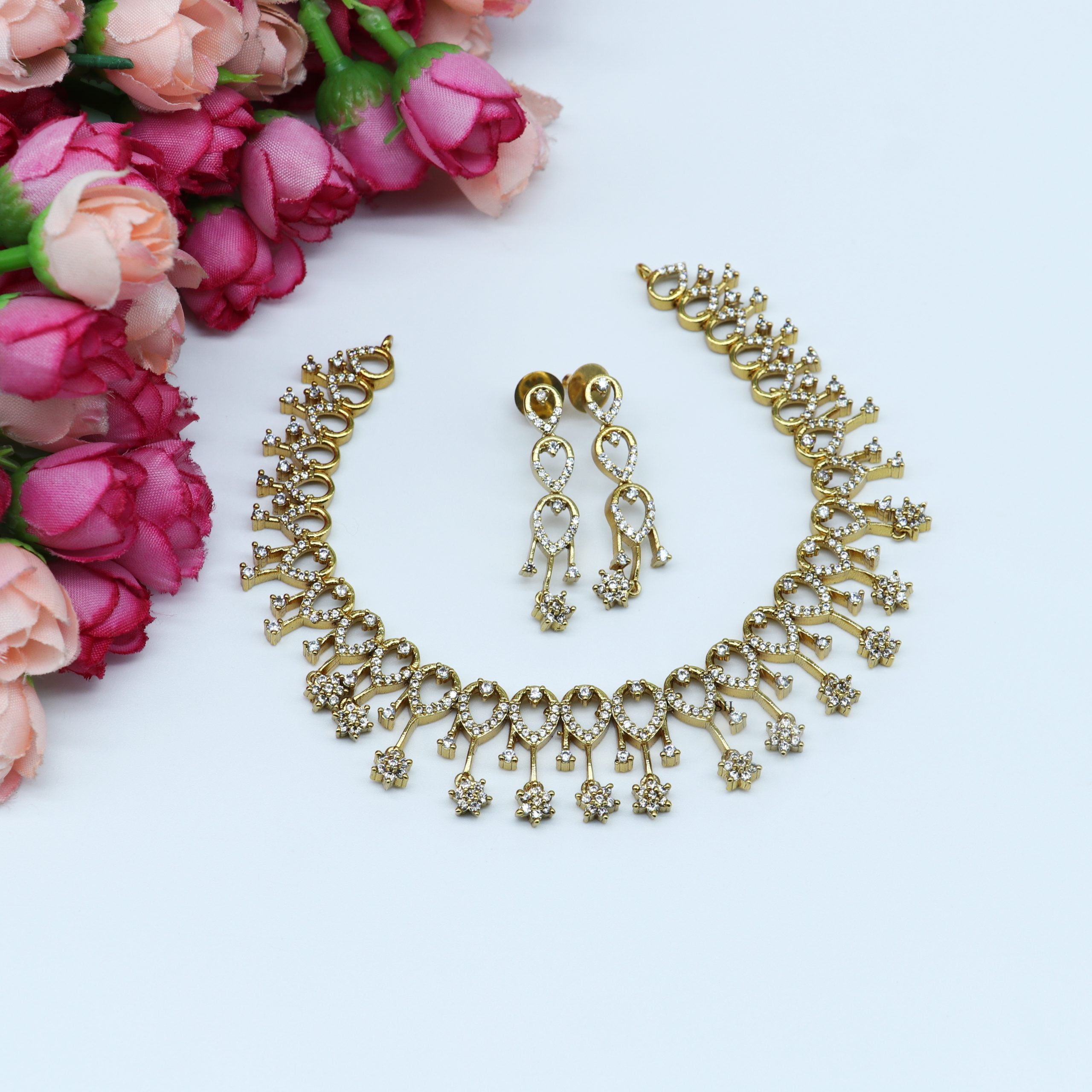 Gold Plated AD Stone Bridal Set