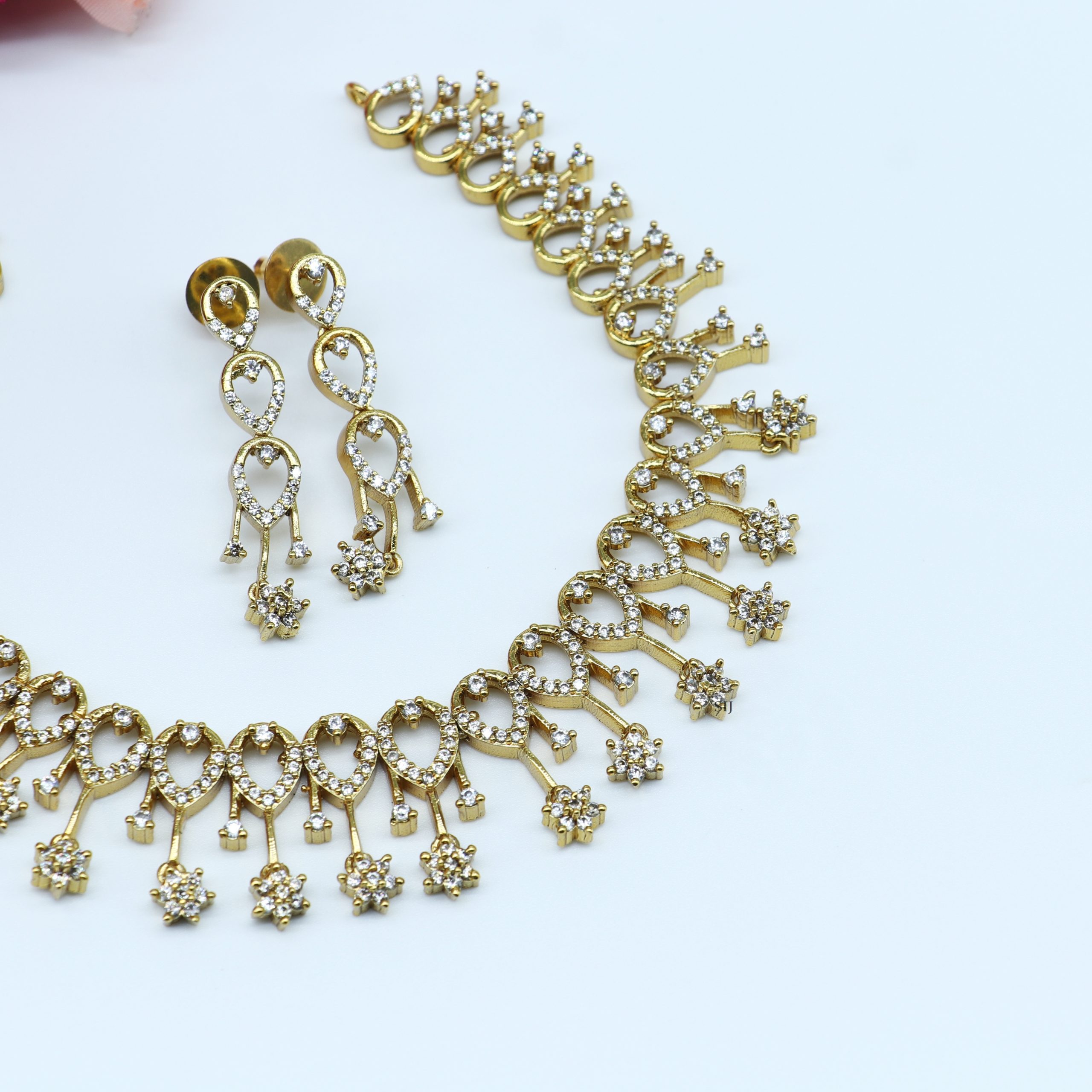 Gold Plated AD Stone Bridal Set - South India Jewels