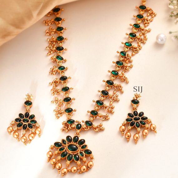 Gold Plated Red And Green Necklace Set