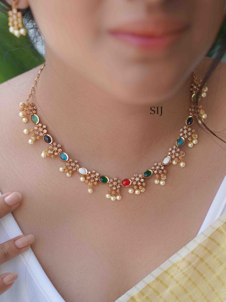 Gorgeous Navaratna Stone Necklace Set