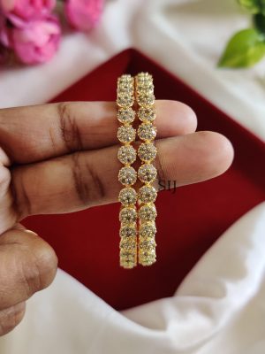 Gorgeous White Stone Unique Bangles