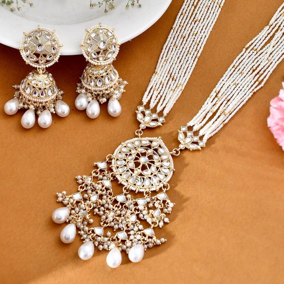 Handcrafted Kundan And White Stones Studded Pearls Necklace