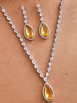 Handcrafted Silver-Plated AD Stone-Studded Necklace
