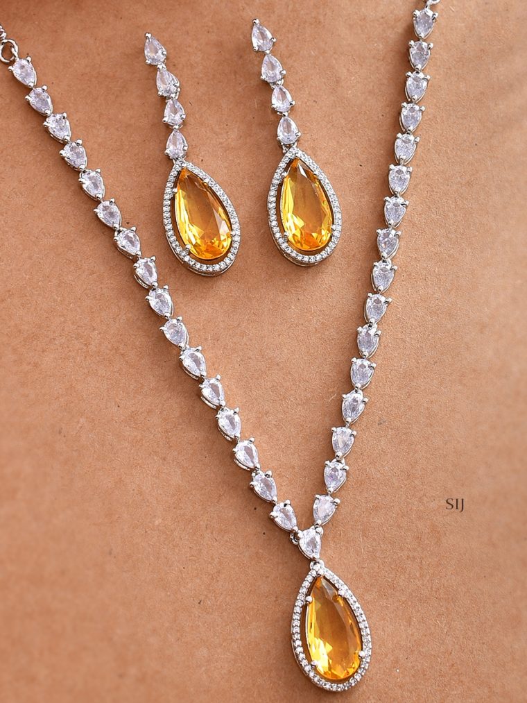 Handcrafted Silver-Plated AD Stone-Studded Necklace