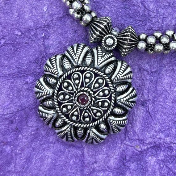 Mandala Oxidised German Silver Necklace Set