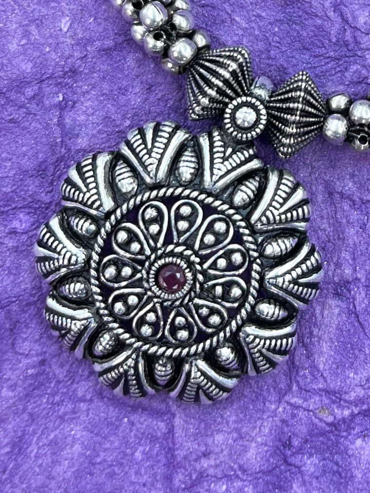 Mandala Oxidised German Silver Necklace Set