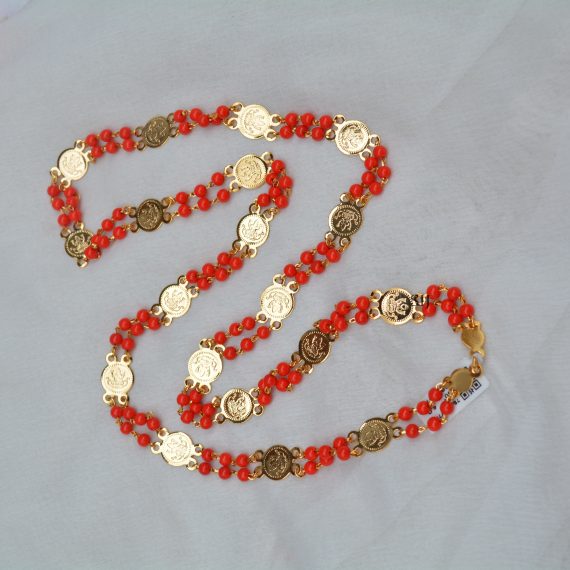 Stunning Coral Chain With Lakshmi Coins