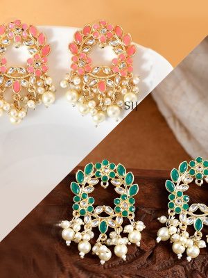 Stunning Enamel Stone Stud Earrings