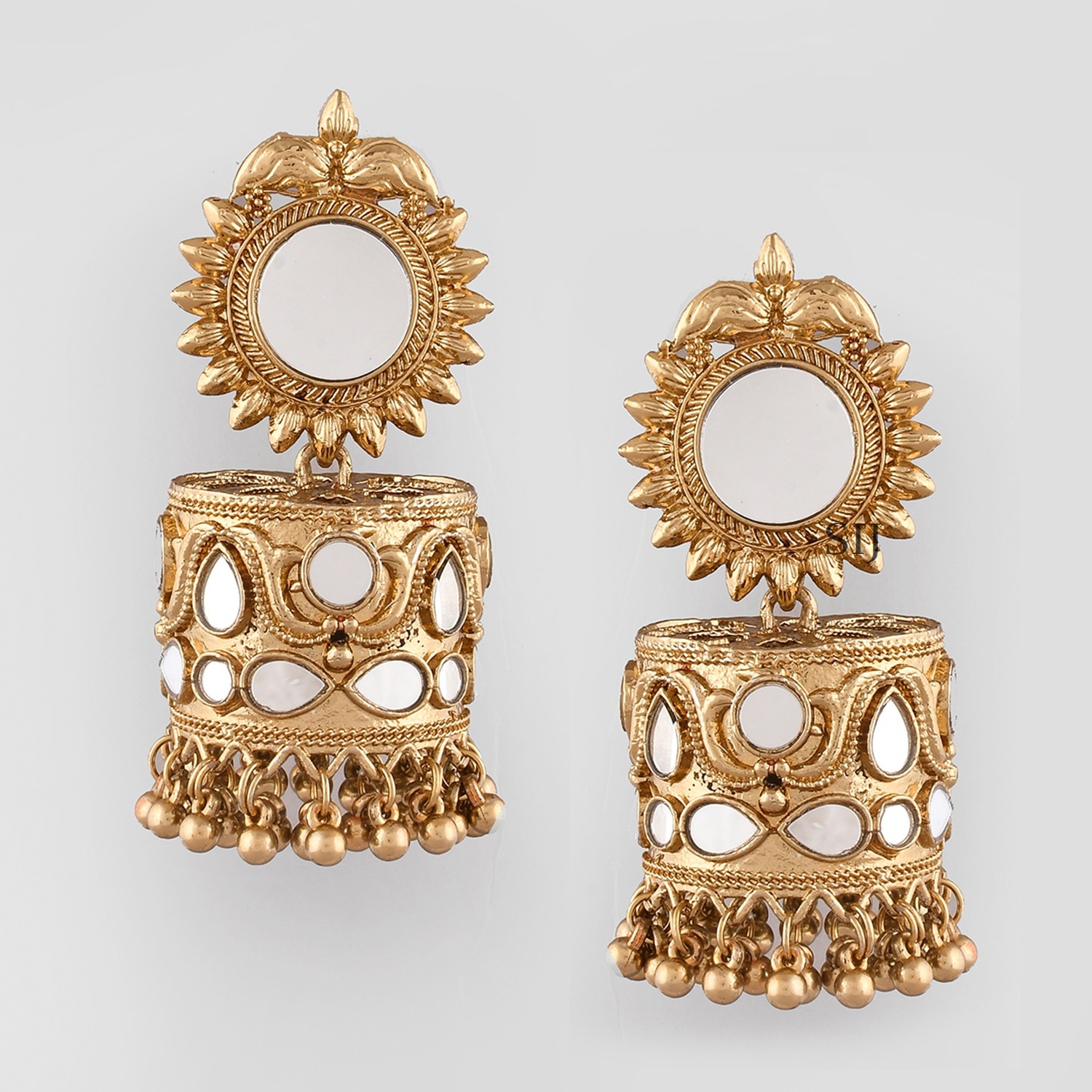 Stunning Mirror Gold Plated Drop Earrings