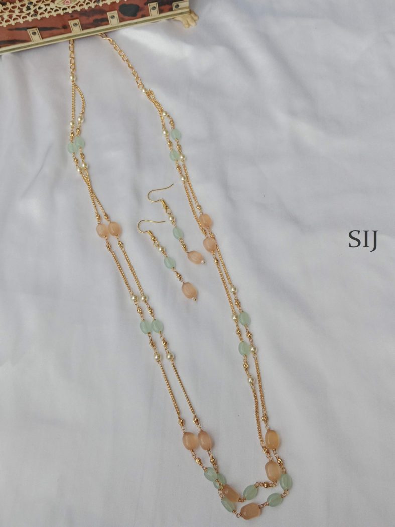 Stylish Two Layer Orange and Green Chain