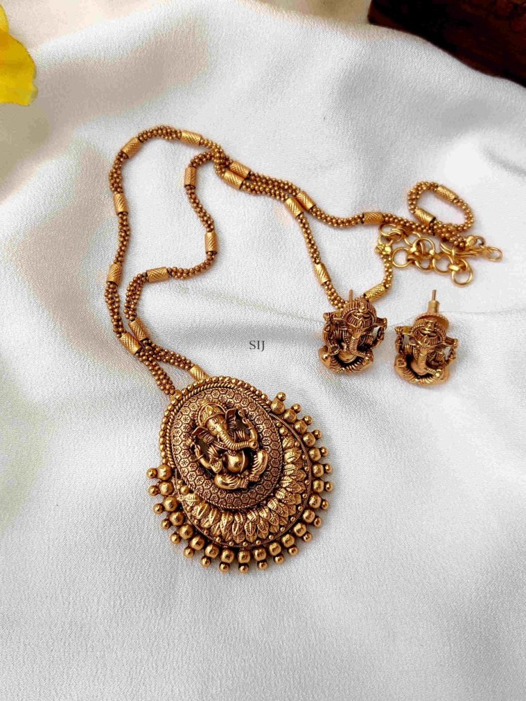 Temple Design Ganesha Motif Pendant Chain