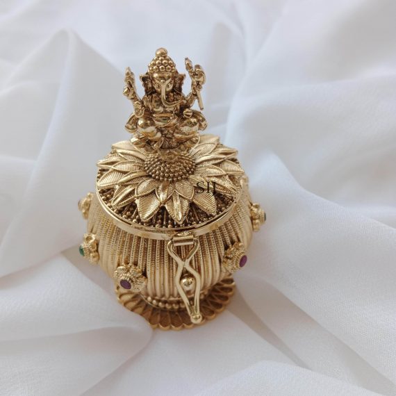 Traditional Ganesha Kumkum Box - South India Jewels
