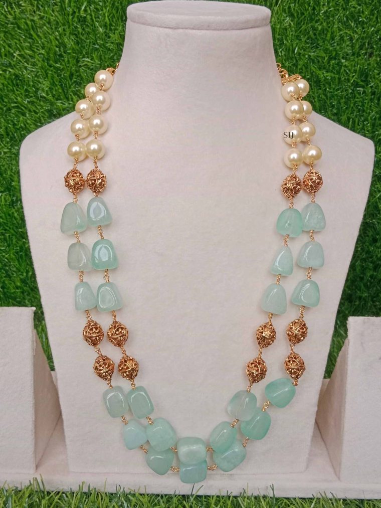 Alluring Two Layer Beaded Antique Pearl Necklace