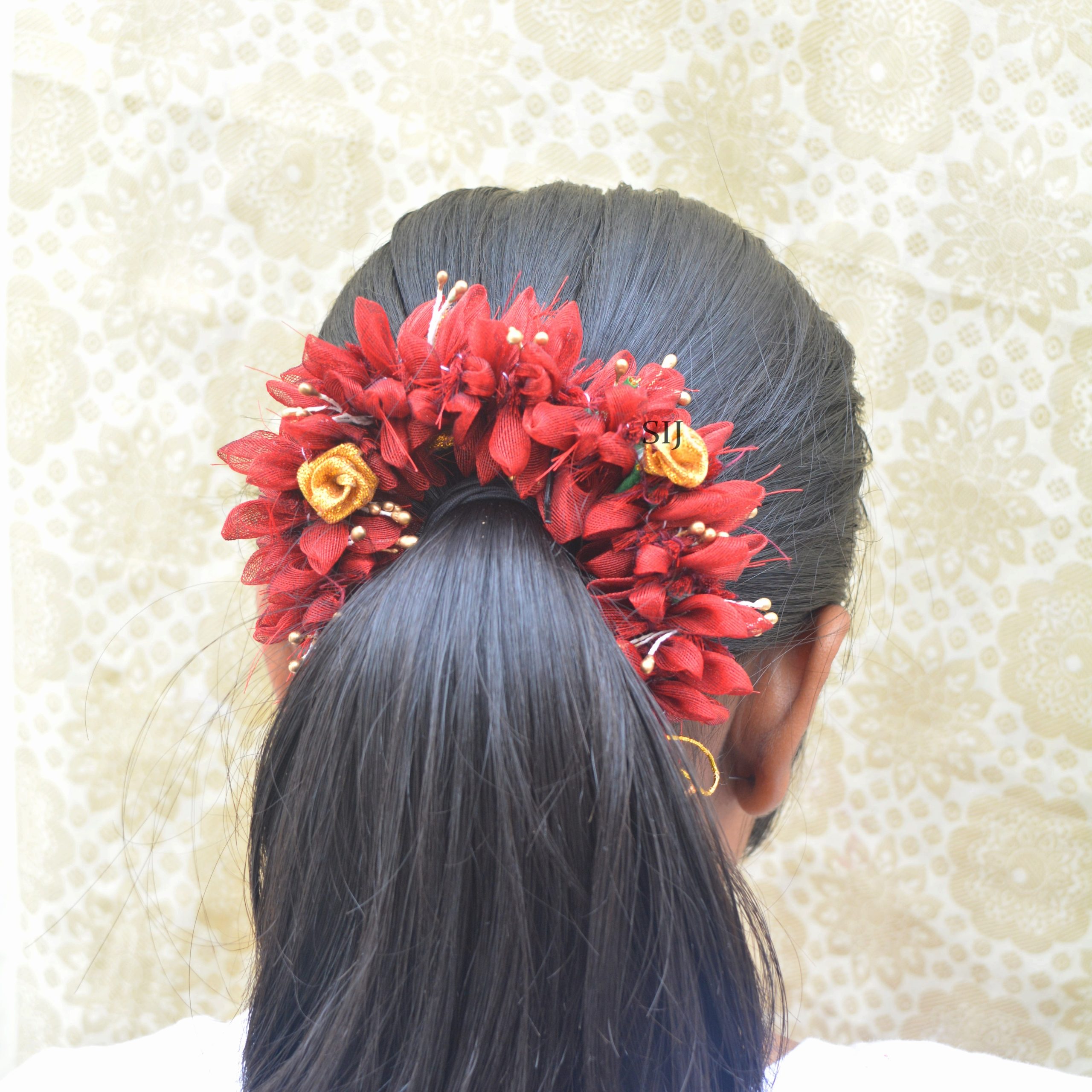 Attractive Gajra Red Artificial Flowers Hair Accessory
