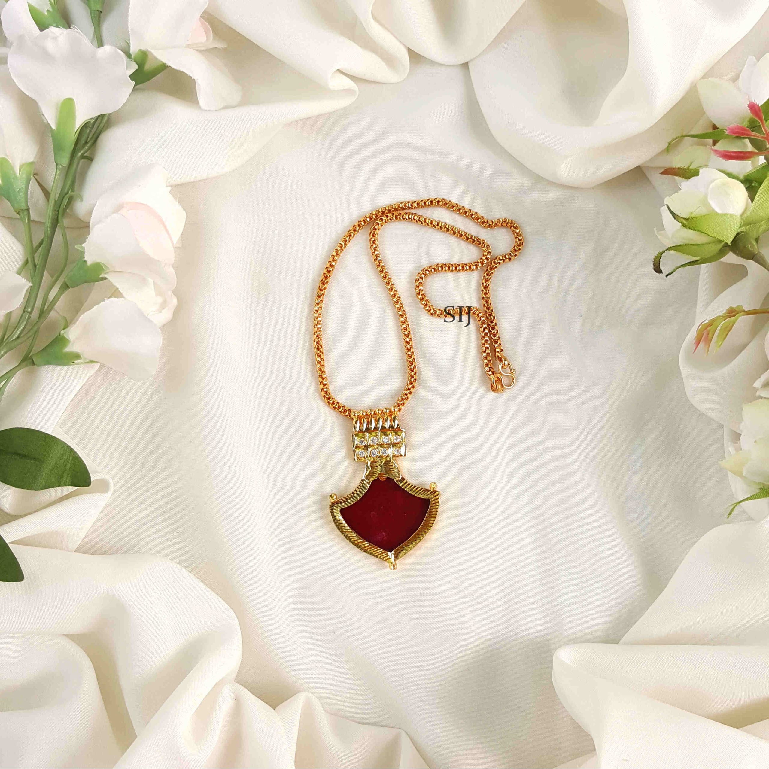 Attractive Palakka Red Pendant Chain