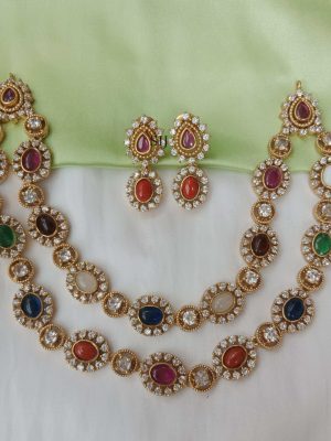 Beautiful Two Layer Navrathna Necklace