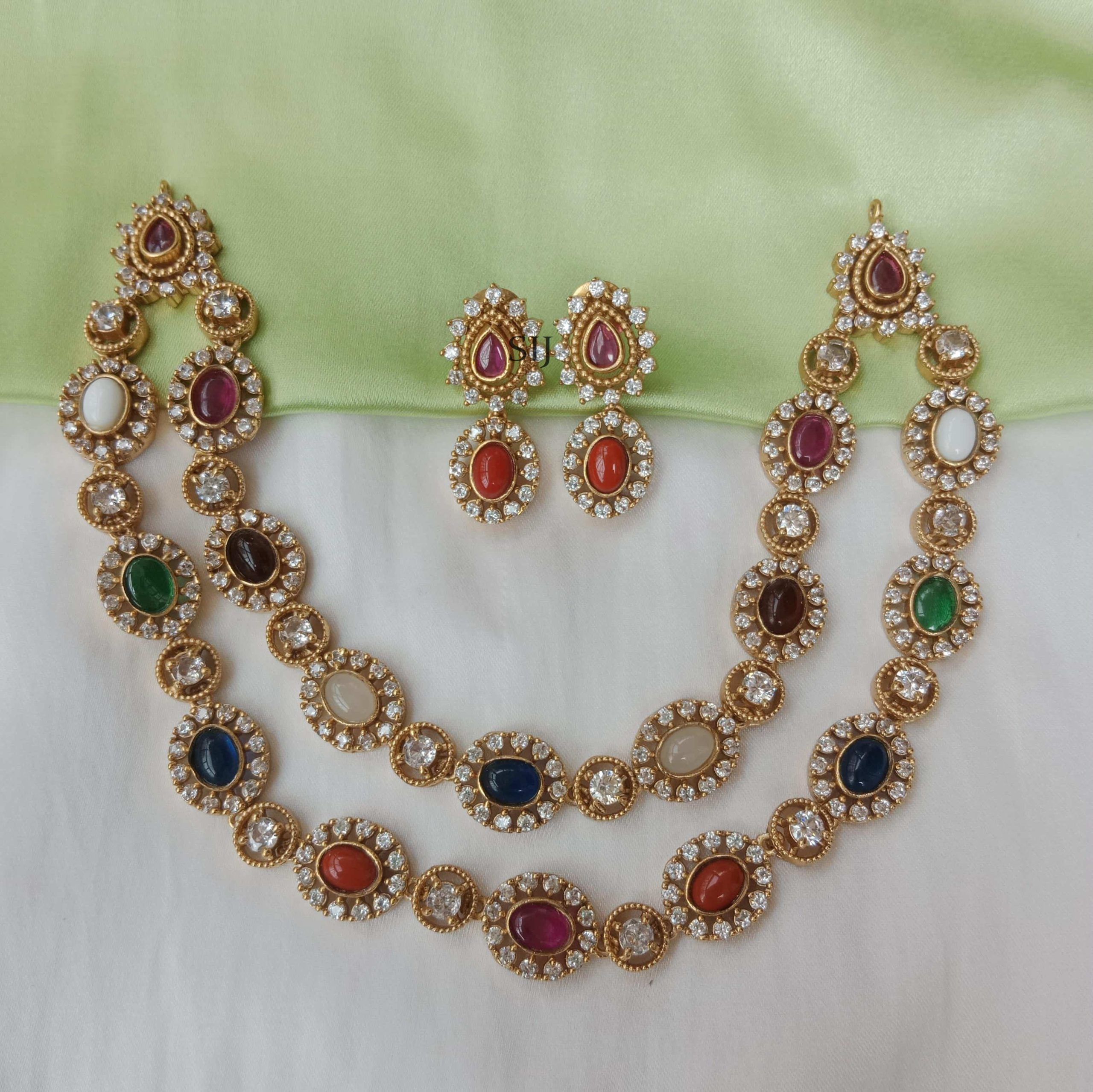 Beautiful Two Layer Navrathna Necklace
