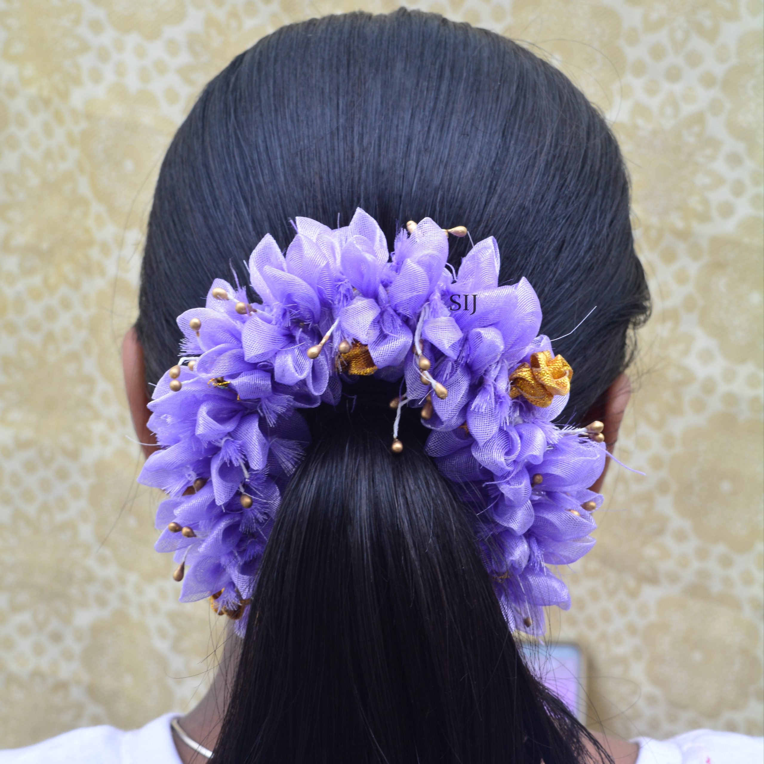 Classy Gajra Purple Artificial Flowers Hair Accessory