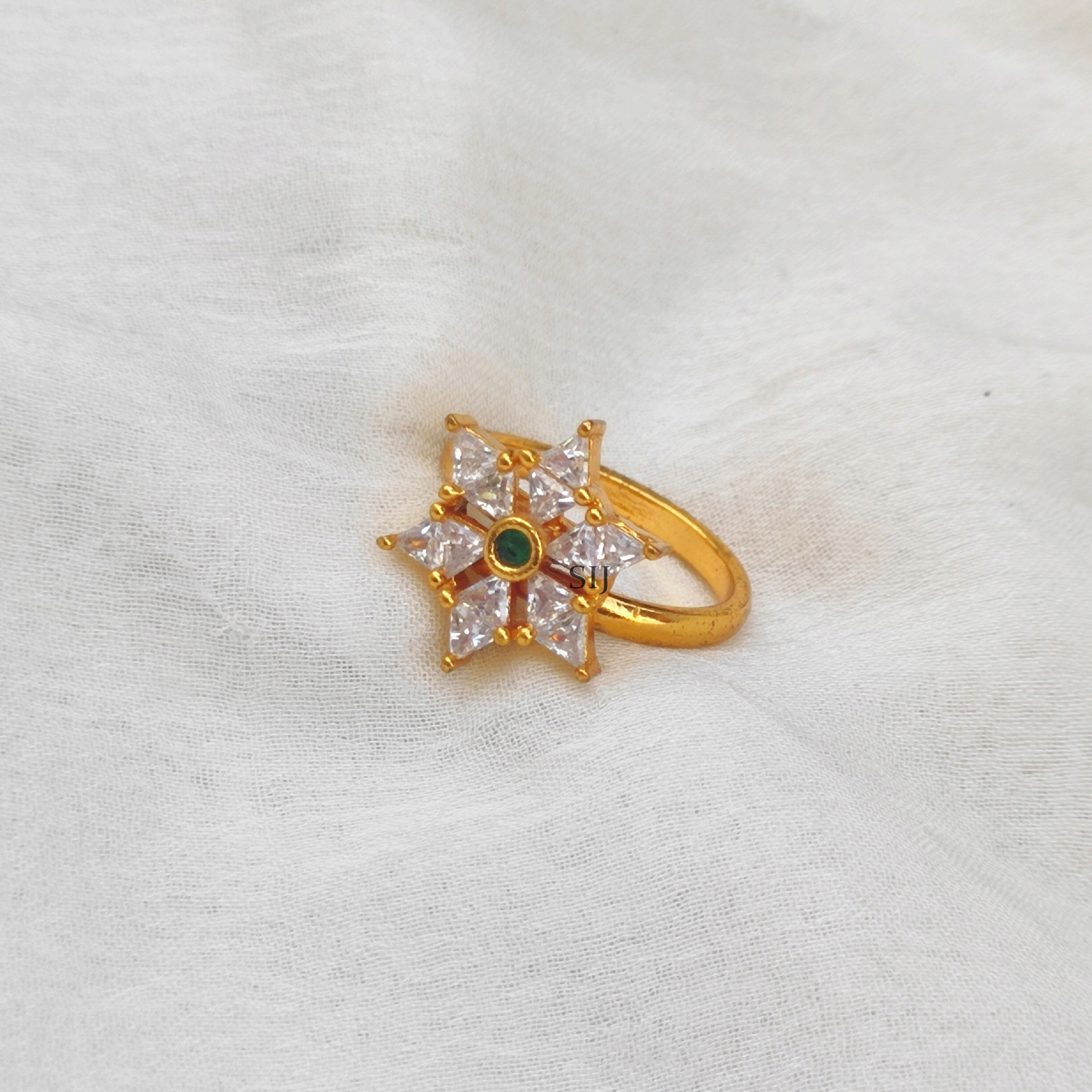Harshiya Emerald American Diamond Finger Ring – AG'S