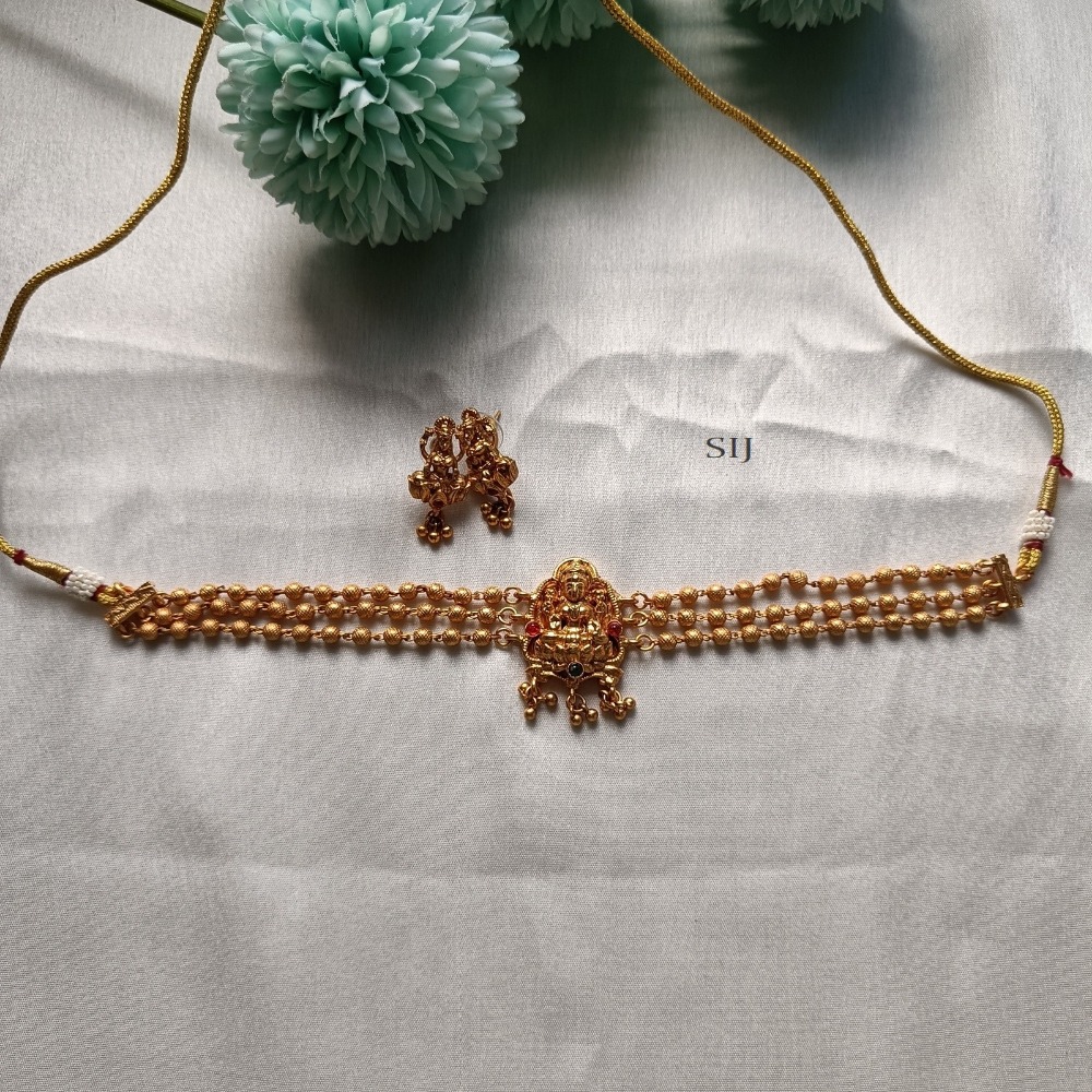 Golden Beaded Laxshmi Choker