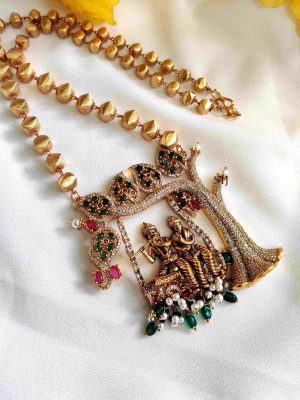 Marvelous AD Stone Radha Krishna Pendant Chain