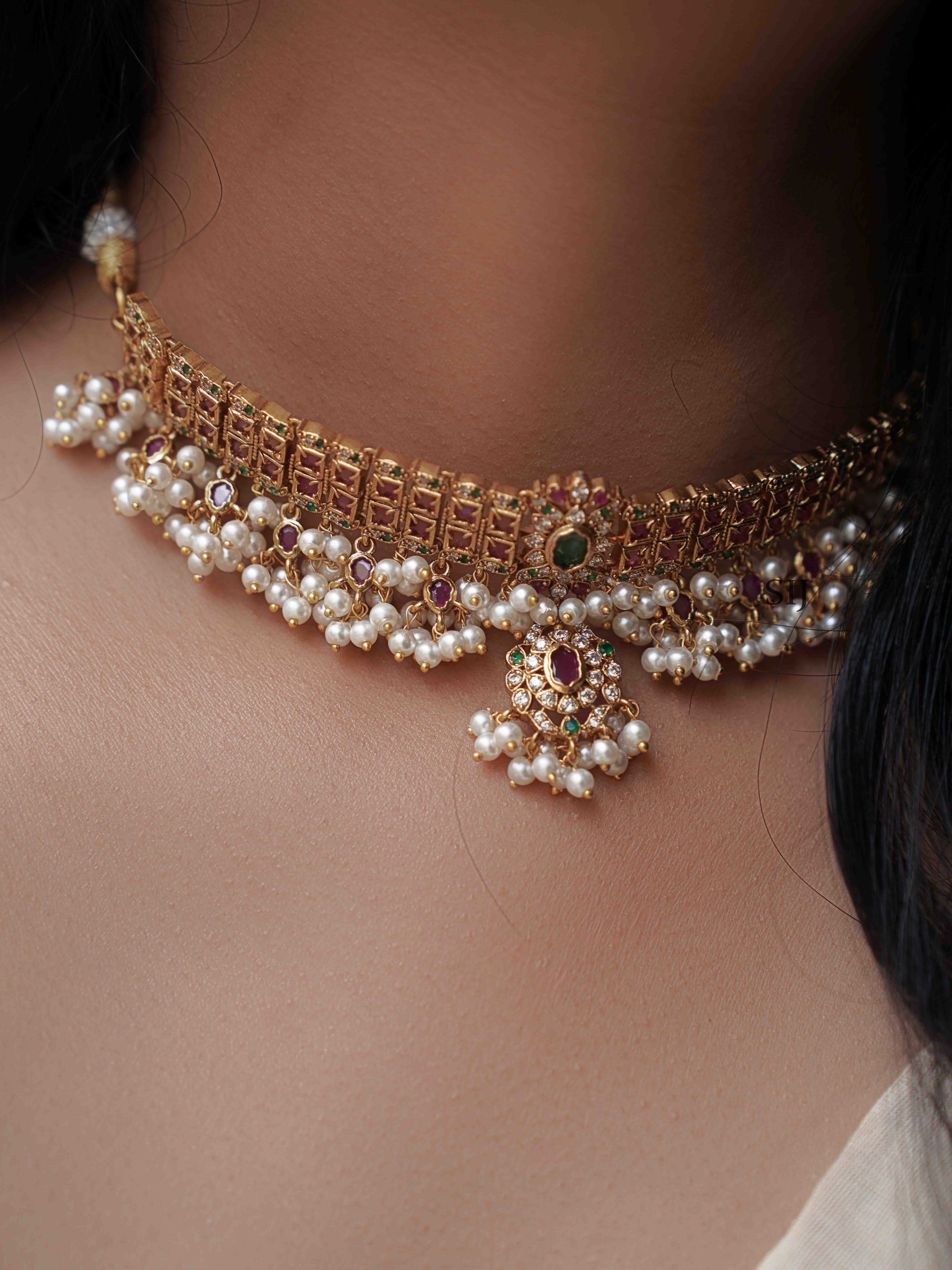Asin Pearl Choker Set for Wedding | FashionCrab.com