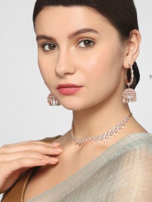 Pretty Brilliant Cut American Diamond Necklace Set