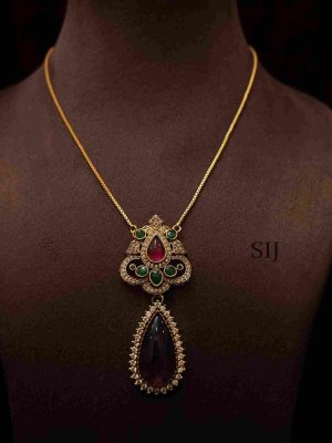 Simple Necklace with Polki Pendent
